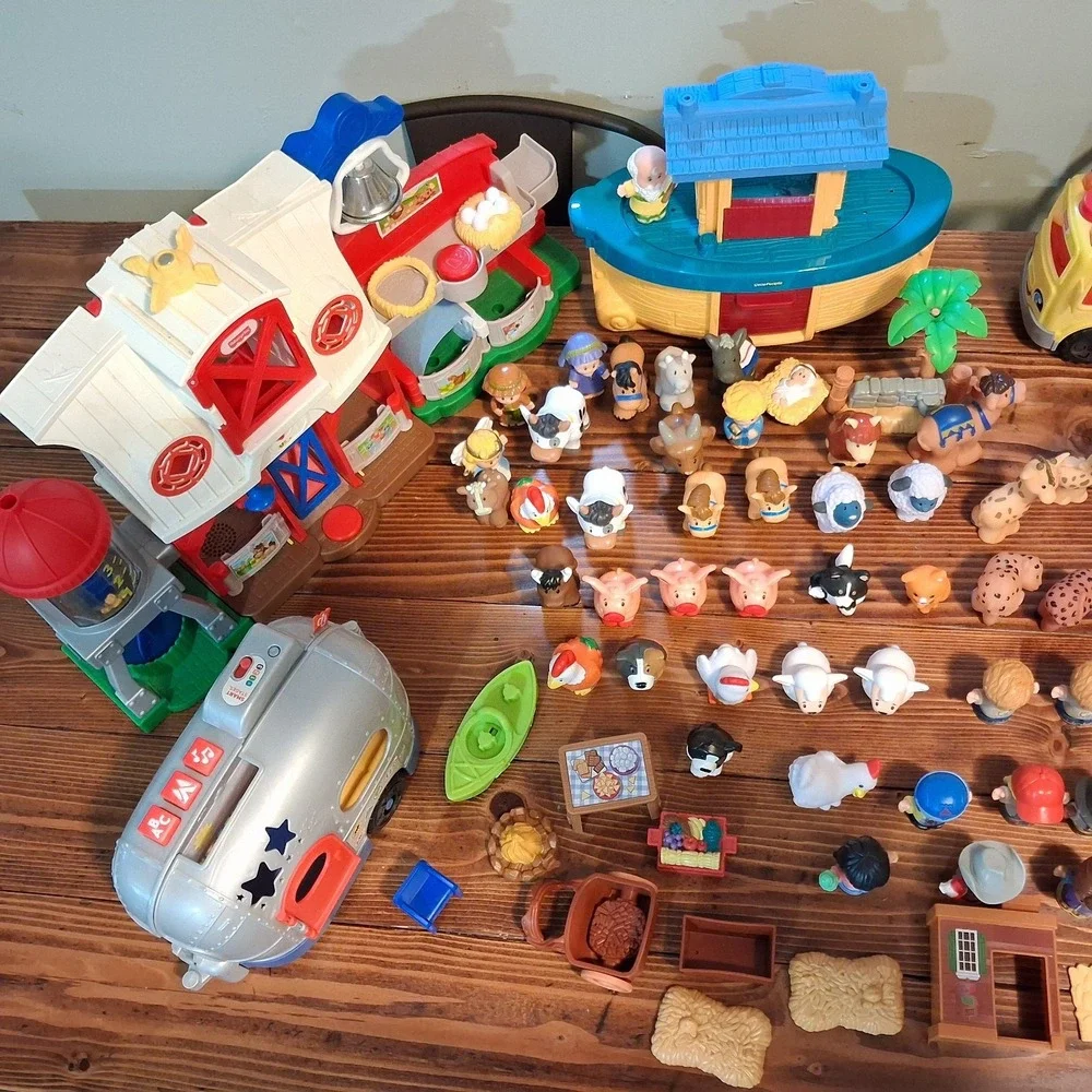 Fisher Price Little People Huge Lot Farm Noah's Ark Vehicles Camper Figures READ